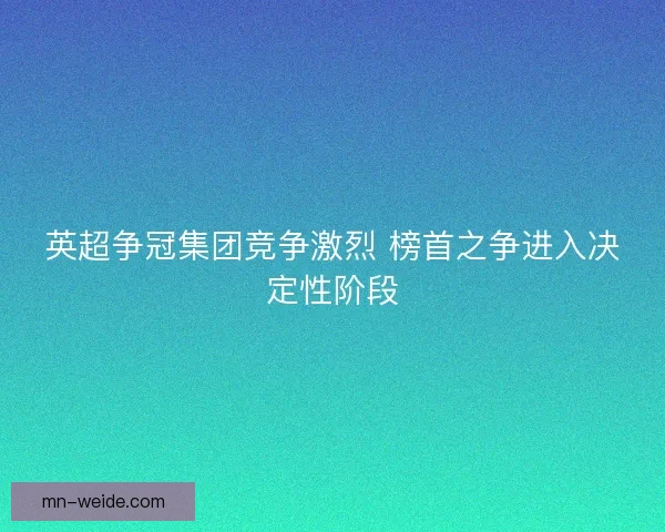 英超争冠集团竞争激烈 榜首之争进入决定性阶段